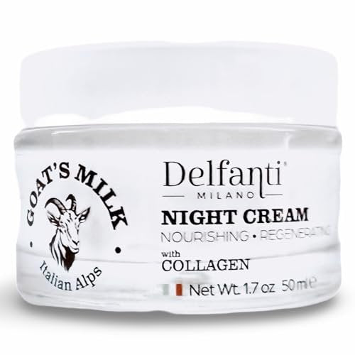 Delfanti-Milano Goat's Milk with Collagen Nourishing and Regenerating Night Cream – Face and Neck Moisturizer – Made in Italy Avelisse