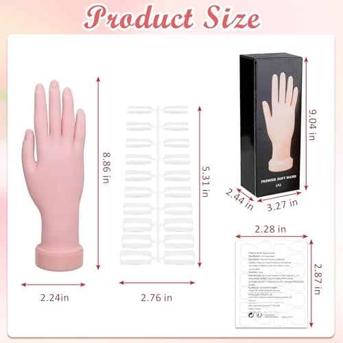 Zhaoyao Flexible Bendable Nail Practice Hand for Acrylic Nails - Silicone Manicure Training Kit with 100 Nail Tips & 192 Jelly Glues for Beginners - görsel 12