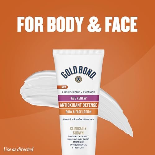 Gold Bond Age Renew Antioxidant Defense Body & Face Lotion, Brightens, Smooths & Evens Skin Tone, Nongreasy Moisturizer With Vitamin C, Superfruits & Green Tea, 8 oz Avelisse