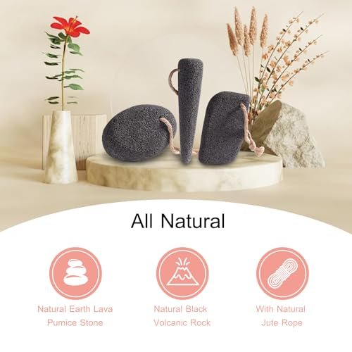 SAMEBUTECO Natural Volcanic Pumice Stone for Feet - 3 Shapes Deep Clean Foot Scrubber, Dead Skin Remover, Black (Pack of 3) - görsel 14