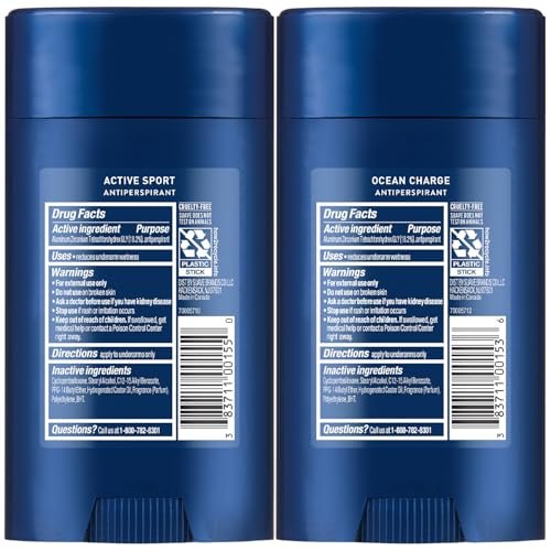 Suave Men's Antiperspirant Deodorant Variety 4-Pack – Active Sport, Bergamot & Wood, Ocean Charge, Marine & Driftwood, 48-Hour Sweat and Odor Protection, 2.7 oz Each Avelisse