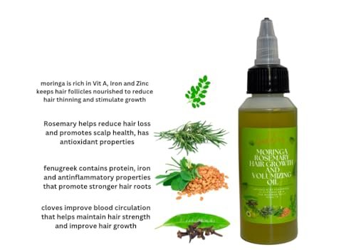 Infused Rosemary Moringa Fenugreek Cloves & Amla Massive Hair Growth Oil – Natural Hair Regrowth Treatment for Volume & Thickness, 4 Fl Oz - görsel 10