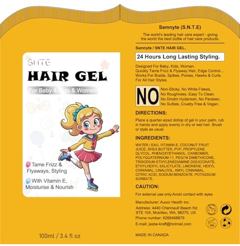 Samnyte Hair Gel for Kids - Fly Away Hair Tamer, Styling Gel with Vitamin E, Flexible Hold for Boys & Girls, 3.4 Fl Oz - görsel 18