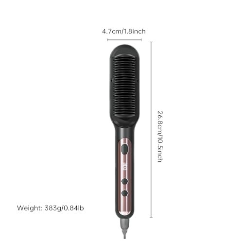 Faytion Hair Straightener Brush with 9 Temperatures - Negative Ionic Straightening Brush for Hair Care, Ceramic Straightener Comb with Anti-Scald Design, 30s Fast Heating & Auto-Off, Dual Voltage (Rose Gold) - görsel 14