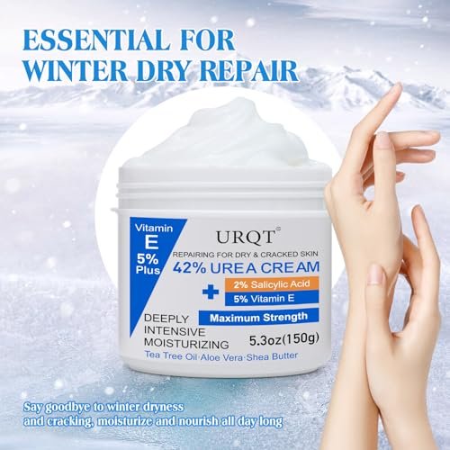 42% Urea Cream for Dry & Cracked Skin - Maximum Strength Foot & Hand Cream with 2% Salicylic Acid, 5% Vitamin E, Tea Tree Oil, Aloe Vera, Shea Butter - Moisturizer & Skin Repair Cream for Feet - görsel 16