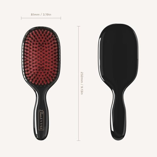 Ellen Evyse Boar Bristle Hair Brush with Nylon Pins – Smoothing, Detangling & Shine for Women and Men Avelisse