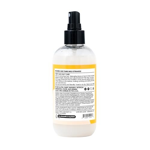 TUBBY TODD Hair Detangler Spray for Kids - Gentle Detangling Spray with Baobab & Coconut Oil - Moisturizing Kids Hair Detangler - 8.5oz, 2 Pack - Lemon Crème Avelisse