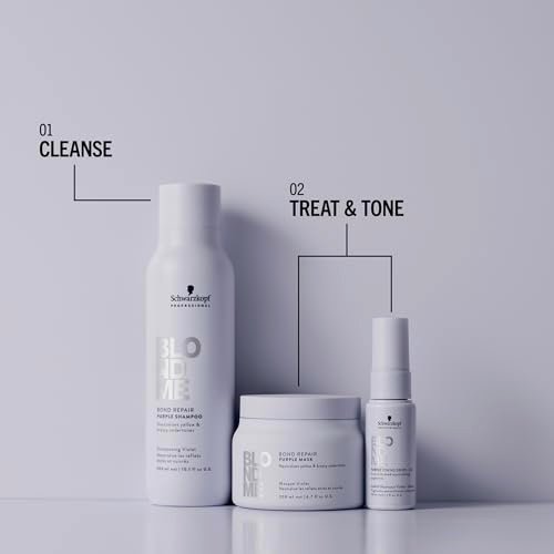BlondMe Bond Repair Purple Conditioner for Blonde Hair - Neutralizes Yellow & Brassy Tones - Lightweight, Nourishing & Detangling - 8.45 Fl Oz Avelisse