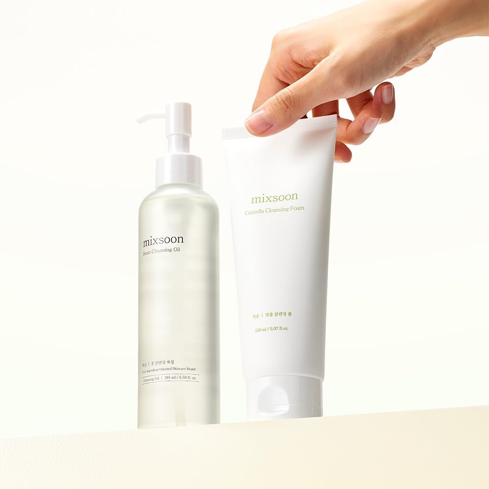 mixsoon Double Cleansing Set - 2-Step Routine with Cica Foam & Bean Cleansing Oil for Gentle Deep Clean & Hydrating Care, 150ml + 195ml Korean Glass Skin - görsel 8