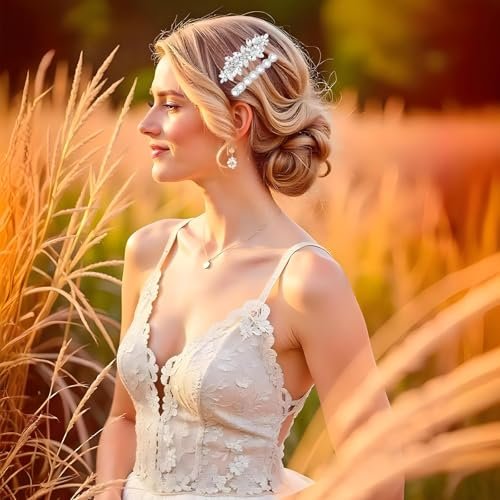 Nogeqi 4PCS Sparkly Rhinestone Hair Clips for Women - Silver Flower Crystal Hair Clips, Metal Alloy Rhinestone Barrettes for Wedding, Party, Everyday - görsel 14