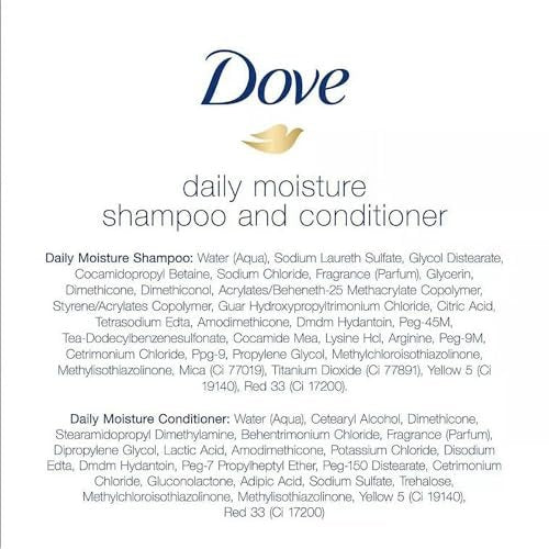 Dove Daily Moisture Shampoo & Conditioner Set – Deep Hydration with Hyaluronic Acid for Smoothing & Revitalizing Dry, Damaged Hair, 18 Oz Each Avelisse