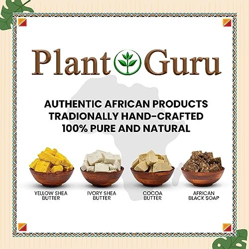 Plant Guru Raw African Black Soap 5 oz. Bar - Pure & Natural Traditional Skincare for Face, Body & Hair | Handmade Cleanser for All Skin Types Imported From Ghana - görsel 16