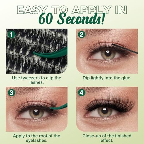 KEYYOU LASH Clusters 3D Effect Eyelash Clusters 280pcs 80D D Curl 9-18MIX Natural Soft DIY Lash Extension - görsel 12