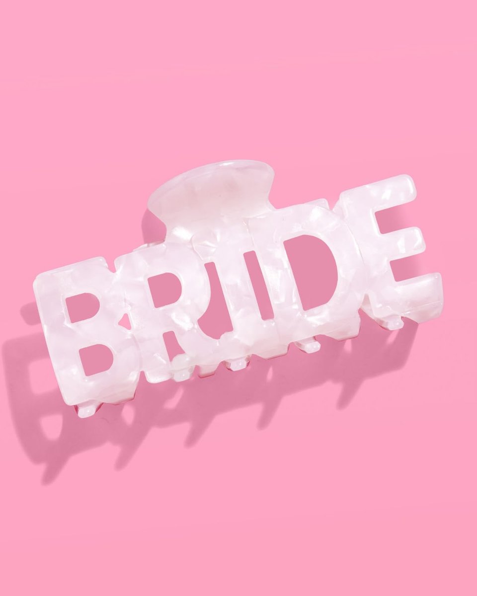 xo, Fetti Bride Claw Clip - White Marble Acrylic Bridal Hair Accessory, Bachelorette Party Favor, Bride To Be Gift Avelisse
