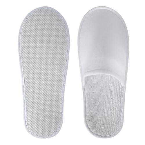 UrbanRoots 28 Pairs Disposable Slippers for Guests - Bulk Hotel, Spa & Travel Slippers with Pouch, Non-Slip White House Slippers Avelisse