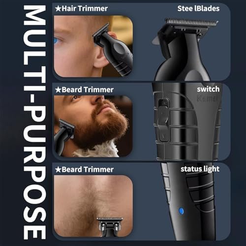 KEMEI Hair Clipper 2299 Professional Cordless & Corded Barber Clippers for Men - Rechargeable Beard Trimmer, Stainless Steel Blades, Black - görsel 14