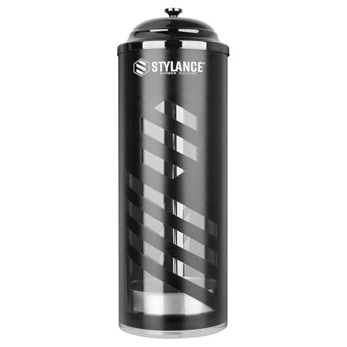 STYLANCE Barber Disinfecting Jar - 37 oz Acrylic Disinfectant Container with Removable Basket for Salon, Spa, Manicure & Barber Tools (Black) Avelisse
