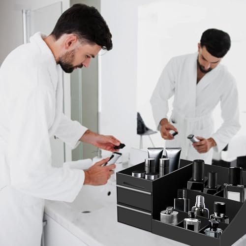 Turesmith Men's Cologne Organizer – Black Polypropylene Perfume Stand for Bathroom Countertop Storage - görsel 14