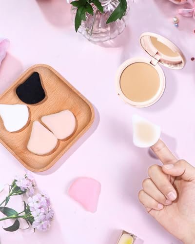 Glavatrix 8-Pack Mini Powder Puffs: Soft Velour Triangle Makeup Sponges for Face (Black, White, Nude, Pink) - görsel 14