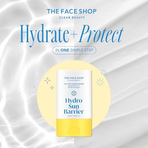 THE FACE SHOP Hydro Sun Barrier SPF 45 Daily Facial Sunscreen & Moisturizer for Oily Skin, No White Cast, 1.69 Fl Oz Avelisse