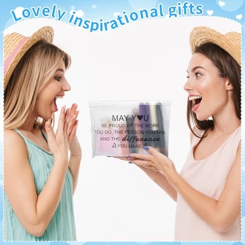 Sunnyray 60 Pcs Thank You Cosmetic Bags Bulk Inspirational Quotes for Women - EVA Makeup Bag Toiletry Pouch - görsel 12