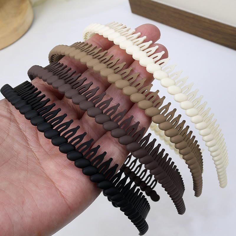 Non-Slip Headbands with Teeth for Women - Plastic Comb Headband, Hairbands for Girls, 4-Pack Neutral - görsel 12