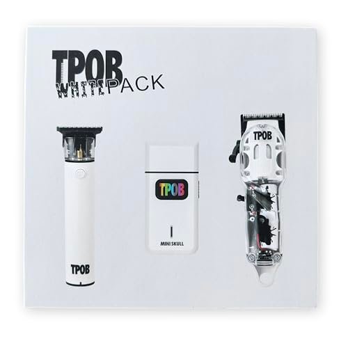 TPOB Slime 2 Barber Hair Clippers Trimmer Shaver Set for Men with Matte White Case and Fade Blade Avelisse