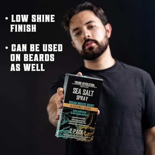 Viking Revolution Sea Salt Spray for Men - Texturizing Hair Spray with Kelp, Aloe Vera & Red Algae - Ocean Breeze & Coconut Scent, 8.8 oz (Pack of 2) Avelisse