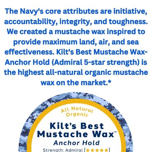 Anchor Hold Mustache Wax – Extreme Hold for Competition & Precision Styling | Non-Sticky, High Heat Tolerance | Unscented, All-Natural & Organic | Beeswax & Carnauba Wax by Kilt Beard Co. - görsel 4