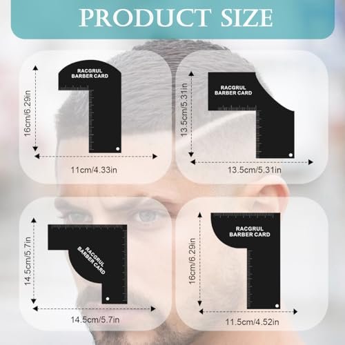 Racgrul Enhancement Card for Barbers – Reusable Hairline Shaping Tool with Measurement Indicators, Beard Line Up Template, Color Spray Edge Line Up Tool, Easy to Clean Hairline Maker Guide Avelisse