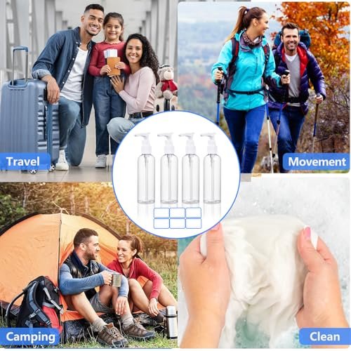 DTDNZKN 4 Pack 3.4 oz (100ml) TSA Approved Travel Pump Bottles – Clear, Leak Proof, Labeled Toiletry Containers - görsel 12