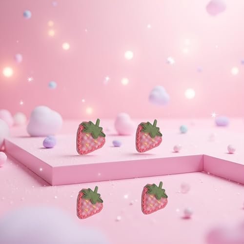 4Pcs Pink Cute Fabric Strawberry Hair Clips for Women Girls - Sweet Duckbill Barrettes with Strawberry Decoration - görsel 17