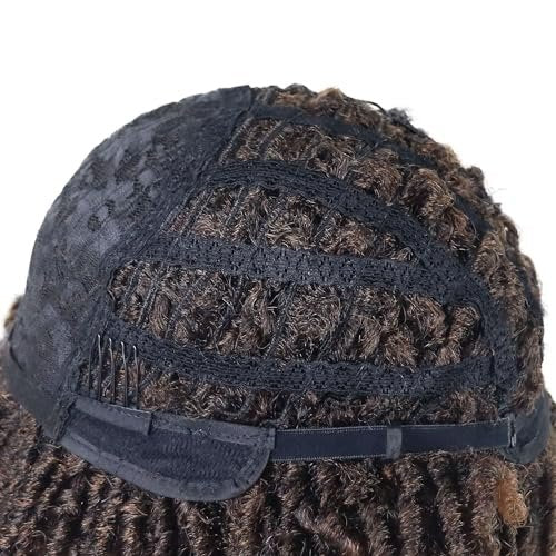GNIMEGIL Dreadlocks Wig for Men - Fashion Synthetic Ombre Brown Curly Wig with Bangs Braids Fake Dreads - görsel 12