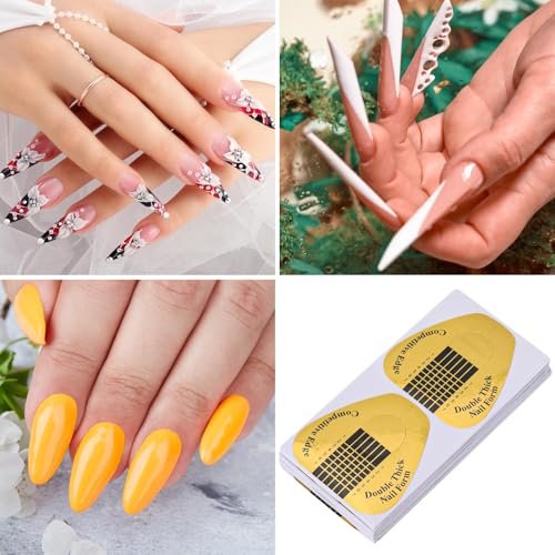 400 Pcs Gold Horseshoe Nail Forms for Acrylic, Builder Gel & Poly Gel - Professional Nail Extension Stickers for Home & Salon Use - görsel 14
