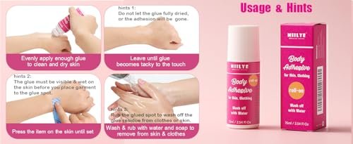 MIILYE Body Adhesive Roll-On for Skin & Clothing – 2.54 Oz Sweat Resistant, Water Wash Off Fashion Adhesive for Dancers, Socks, Stockings, Leotards, Bras, Wigs, Costumes - görsel 16