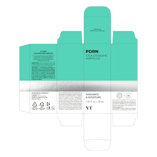 VT COSMETICS PDRN Cica Exosome Ampoule - Firming Serum with Peptide & Ceramide for Anti-Aging, Wrinkle Care, Plumping, Hydration & Radiant Glow - Korean Skincare (1.01 fl. oz.) Avelisse