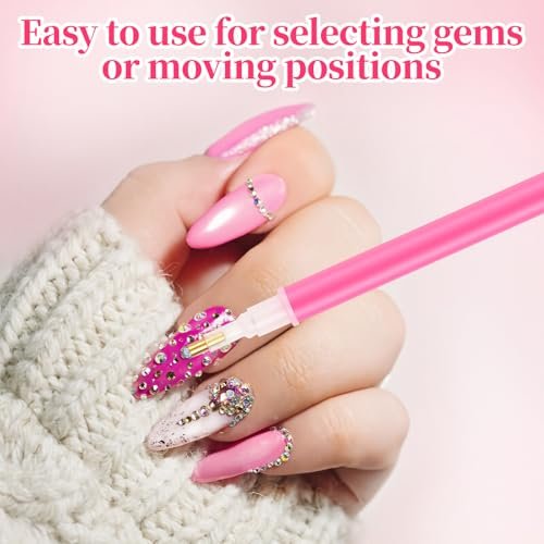 30PCS Rhinestone Picker Tool Set: Acrylic Rhinestone Pen Applicator, Dual-Ended Nail Art Dotting Pens, Wax Tips, Storage Tray & Clay Tools for DIY Nail Art - görsel 12