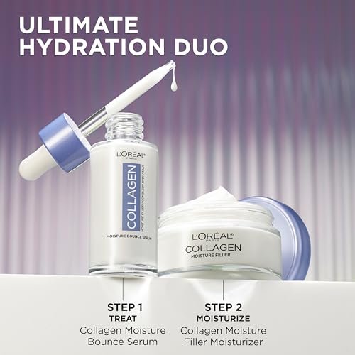 L'Oreal Paris Collagen Moisture Filler Moisture Bounce Face Serum – Hydrating Glow Serum with Collagen, Glycerin & Squalane for Bouncy, Radiant Skin (1 Fl Oz) - görsel 14