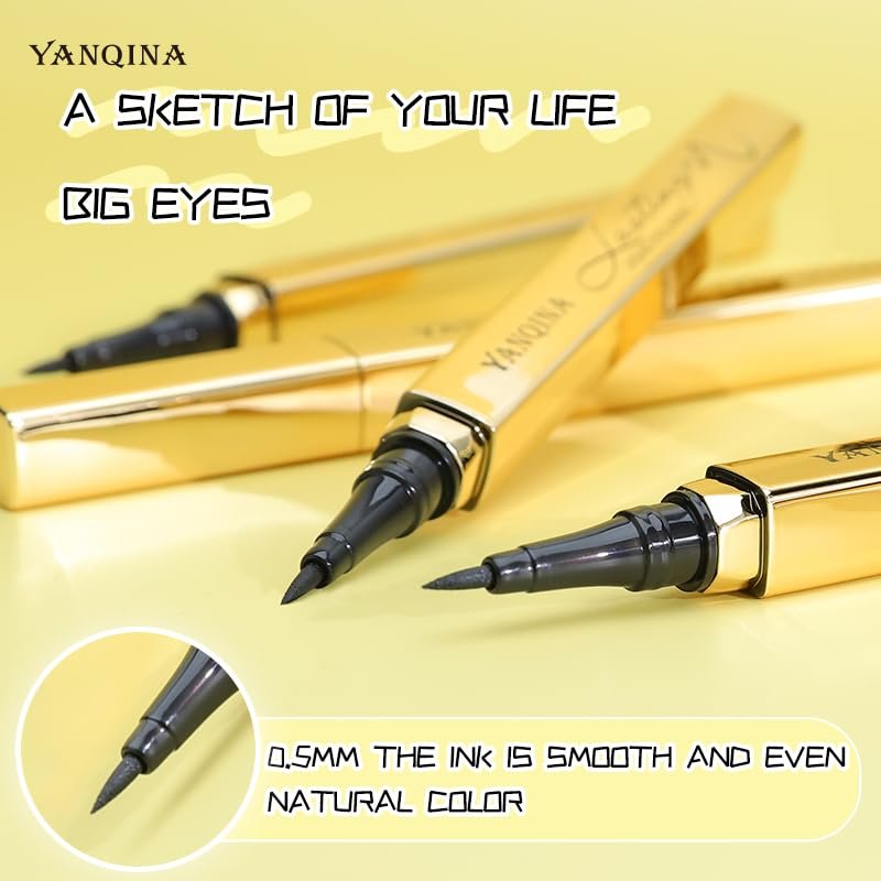 YANQINA Waterproof Liquid Eyeliner - Smudge-Proof, Long-Lasting Black Eyeliner Pencil for Women, Smooth & Quick-Drying Avelisse