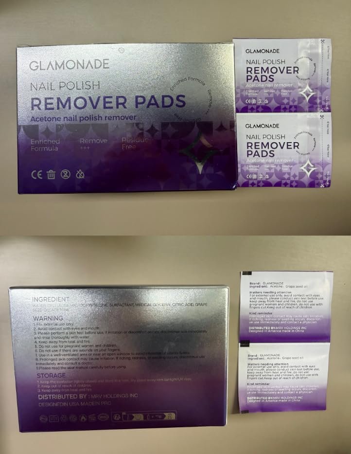 Glamonade Nail Polish Remover Pads: 50 Pack Bulk Set Acetone Nail Polish Remover Wipes Individually Wrapped - Rapidly Remove Gel Polish & Fingernail Polish Travel Kit for Home & Salon - görsel 17