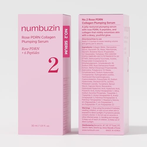 numbuzin No.2 Rose PDRN Collagen Plumping Serum - Hydrating & Firming Serum with Peptides for Plump, Glowing Skin - Korean Skincare, 1.01 fl oz (30ml) Avelisse