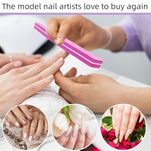 10 Pack 100/180 Grit Nail Files and Buffers - Double Sided Nail Files, Nail Buffer Block, Fingernail File, Sponge Buffing Nail File for Acrylic and Natural Nails (Pink) - görsel 14