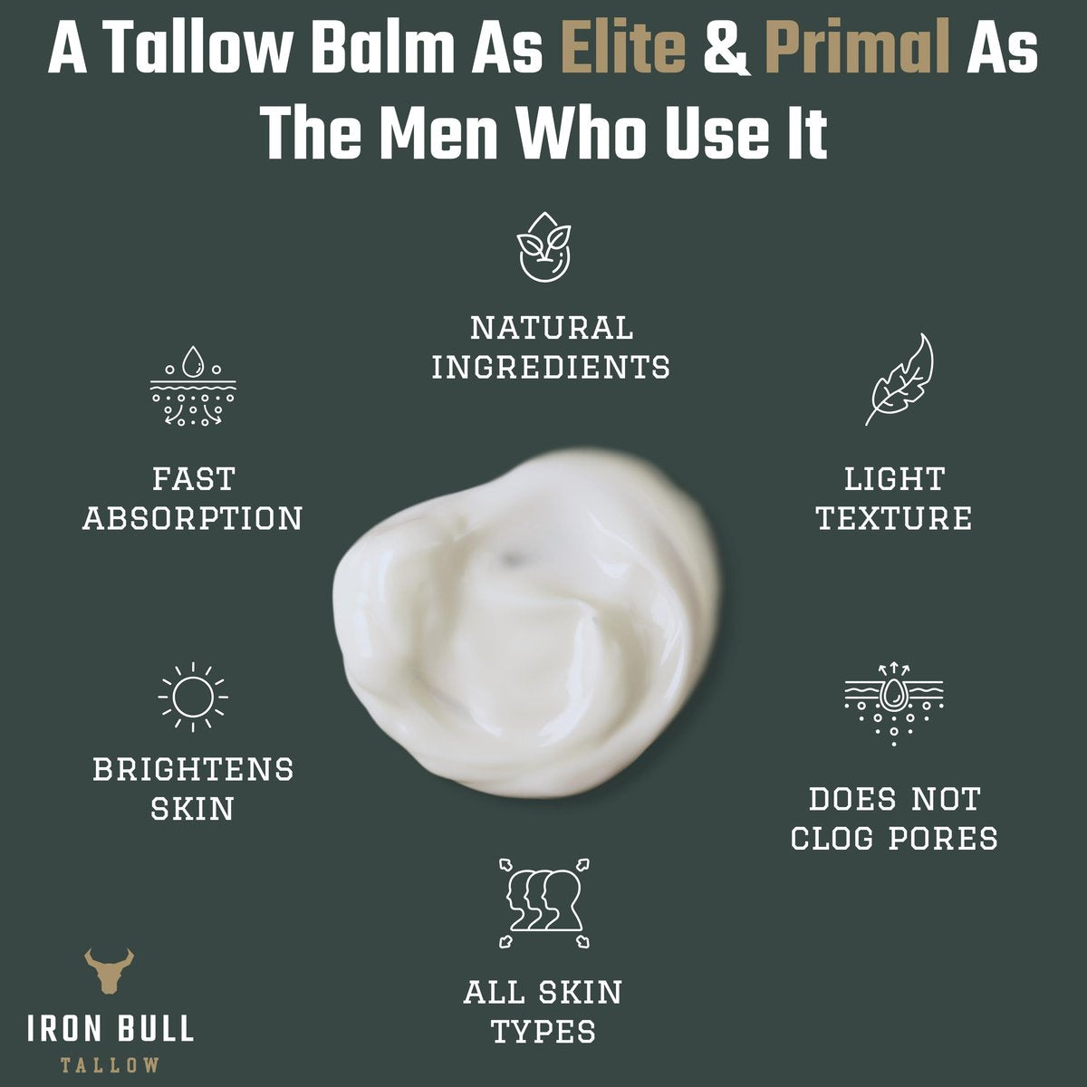 Iron Bull Handmade Beef Tallow Face Moisturizer for Men – Wrinkle Defense, Natural Clean Scent, 2 oz - görsel 18