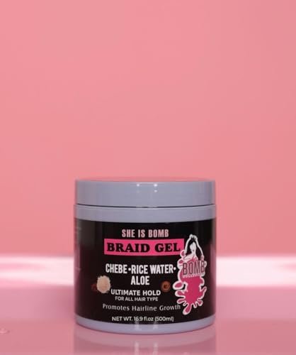 She Is Bomb Braid Gel with Chebe, Rice Water and Aloe - Ultimate Hold Hair Growth Formula, 16.9 fl oz - görsel 2