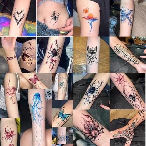 12-Color Temporary Tattoo Kit with 18 Stencils – Safe & Easy Fake Tattoos for Adults & Kids - görsel 14