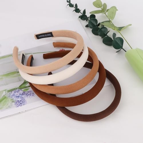 CURASA Sponge Padded Headbands for Women Girls 5 Pack - Non Slip Comfortable Thin Neutral Head Bands Trendy Cute Hair Hoops Elegant Solid Hair Accessories - görsel 14