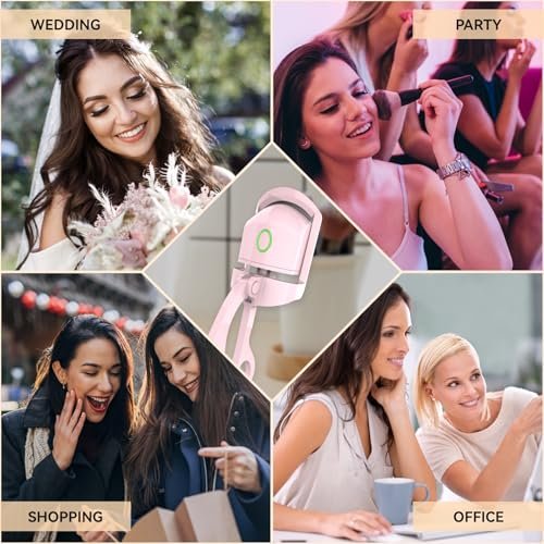 Heated Eyelash Curler - USB Rechargeable Electric Lash Curler for Long-Lasting Natural Curl - Light Pink Avelisse