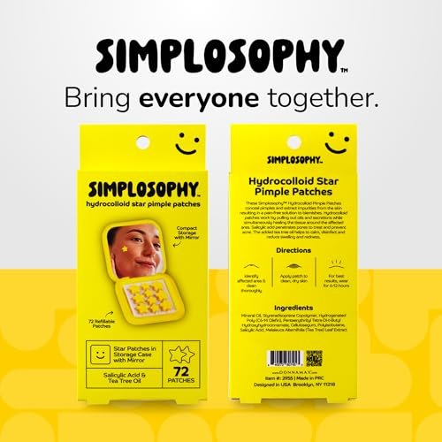 Simplosophy Star Pimple Patches with Mirror, Hydrocolloid Acne Patch for Zits and Blemishes, Face and Skin Stickers, 72 Count - görsel 12