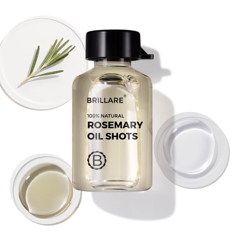 BRILLARE 20% Rosemary Oil Shots for Rapid Hair Growth – Improves Thickness, Controls Hair Fall, Nourishes Scalp – 100% Natural, Non-Greasy Hair Oil Shots for Men & Women (8-Pack) Avelisse