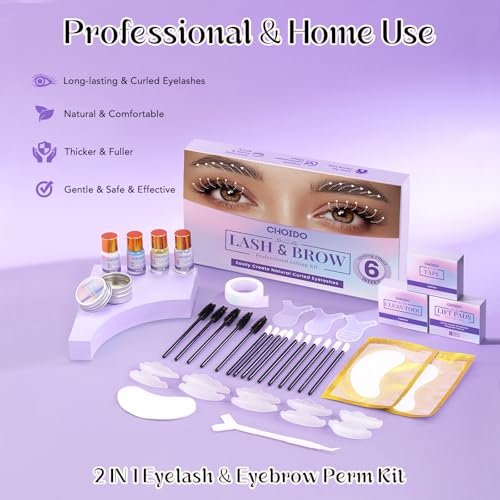 Choido 2-in-1 Lash Lift & Eyebrow Lamination Kit - Professional Eyelash Perm & Curling Kit for Salon or DIY Home Use, Lasts 6-8 Weeks (Purple) Avelisse